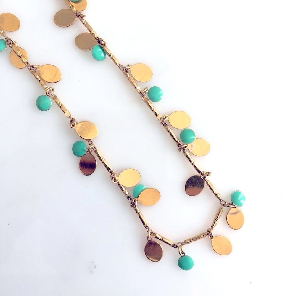 J. Crew - Gold and Turquoise Necklace with Box